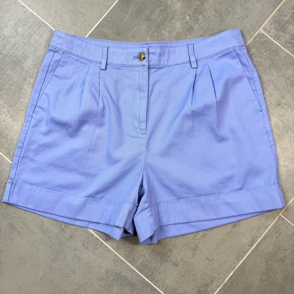 J. Crew Pants - J.Crew Factory Women’s pleated high rise blue cotton shorts size 12